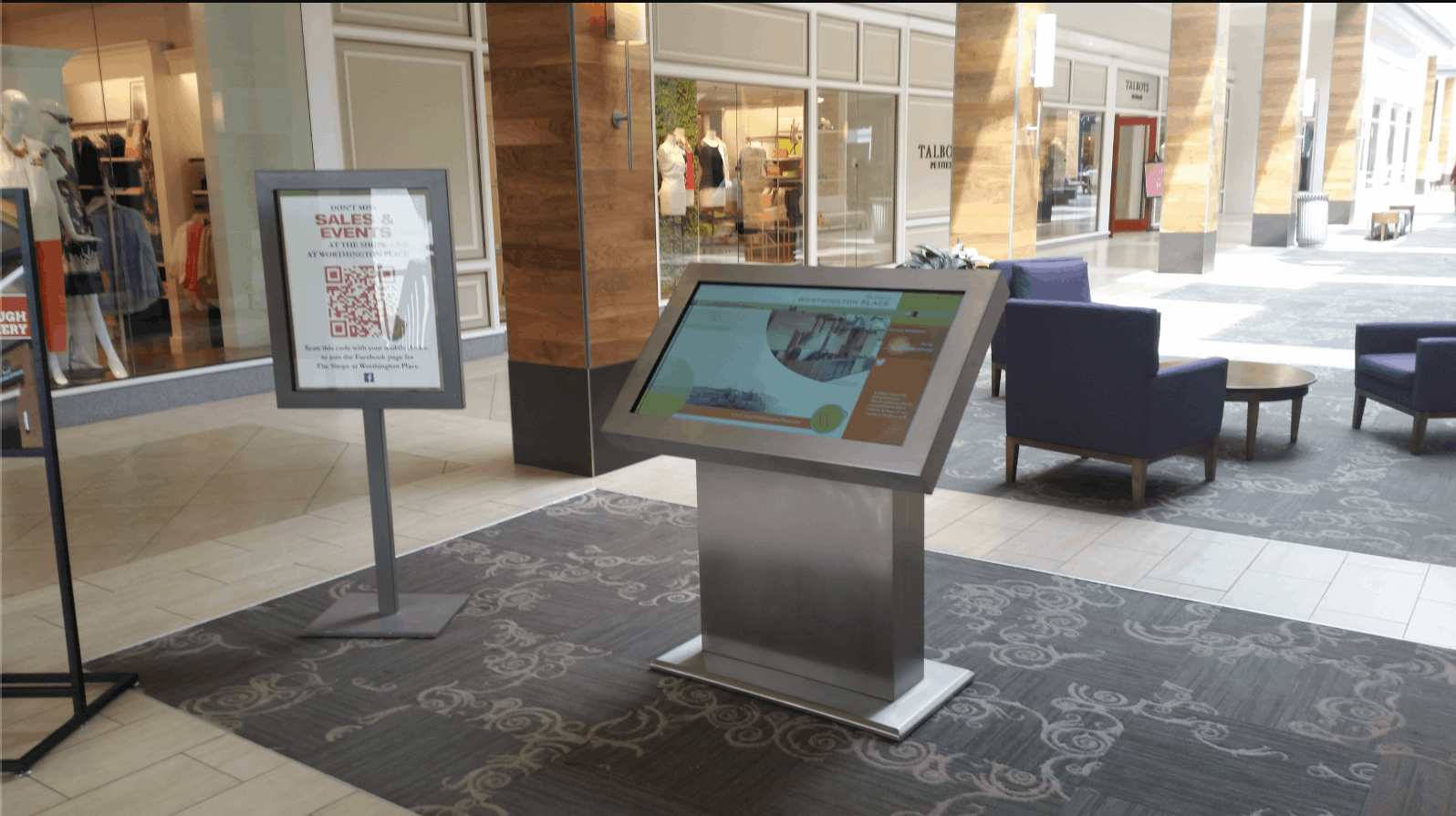 wayfinding kiosk in shopping mall with maps