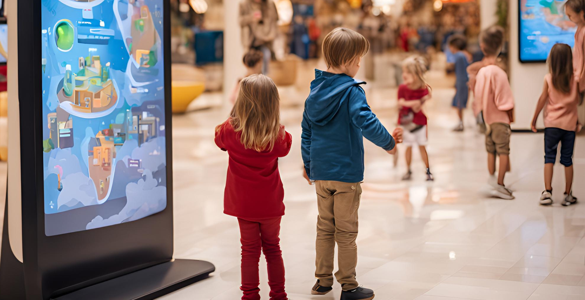 children using digital signage